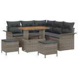 Set di divani da giardino 8 pezzi con cuscini Rattan Grigio Acacia