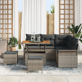 Set di divani da giardino 8 pezzi con cuscini Rattan Grigio Acacia