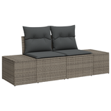 Set divano da giardino da 10 pezzi con cuscini grigio polyrattan acacia