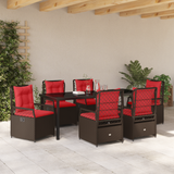 Set da Pranzo Giardino 7 Pezzi in Rattan Polietilene Marrone