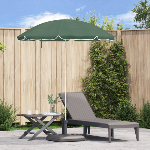 ombrellone da spiaggia con palo in metallo verde 161x193 cm in poliestere