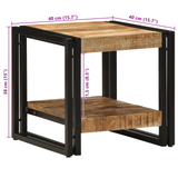 Tavolino da caffè 40x50x38 cm in legno massello grezzo di mango