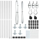 Set di pali per recinzione 7 pcs Argento 32mm 160 cm