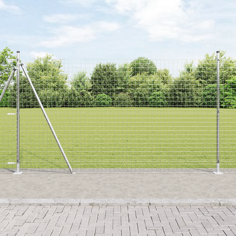Set di pali per recinzione 7 pcs Argento 32mm 160 cm