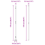 Set di pali per recinzione 7 pcs Argento 32mm 160 cm