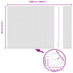 Recinzione Esagonale Verde 0.6x50 m Acciaio
