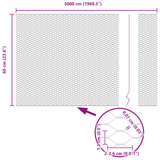 Recinzione Esagonale Verde 0.6x50 m Acciaio