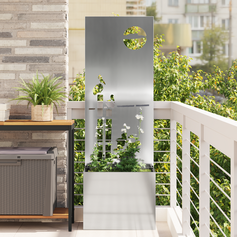 Vaso da Giardino con Pannello Decorativo Argento 50 x 140 cm