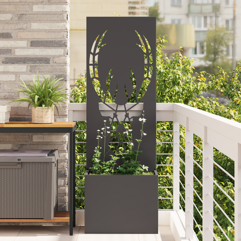 Vaso da Giardino con Pannello Decorativo Nero 50 x 140 cm