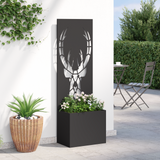 Vaso da Giardino con Pannello Decorativo Nero 50 x 140 cm
