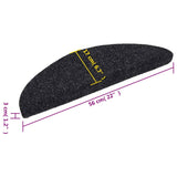 Tappetini Autoadesivi per Scale 15 pz 56x17x3 cm Nero