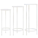 Set Piedistalli per Piante 3 pz Vintage Effetto Bianco Anticato