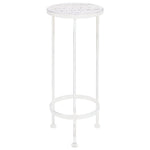Set Piedistalli per Piante 3 pz Vintage Effetto Bianco Anticato