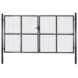 Cancello per Giardino Rete in Acciaio Zincato 289x200 cm Grigio