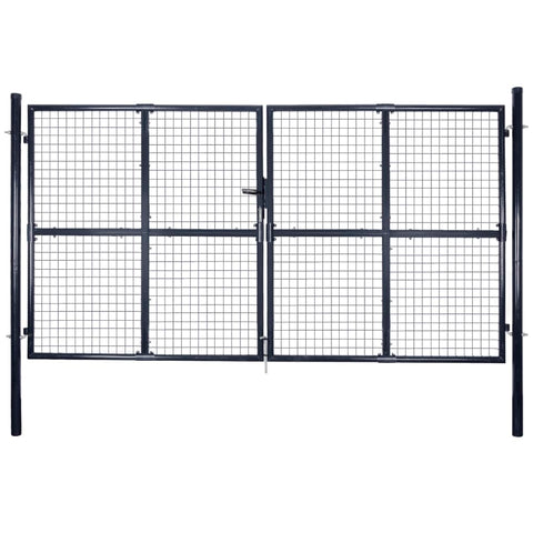 Cancello per Giardino Rete in Acciaio Zincato 289x200 cm Grigio
