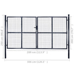 Cancello per Giardino Rete in Acciaio Zincato 289x200 cm Grigio