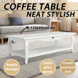 Tavolino da Caffè Bianco 110x60x40 cm in MDF