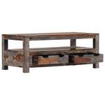Tavolino da Caff? Grigio 100x50x40cm in Legno Massello Sheesham