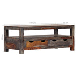 Tavolino da Caff? Grigio 100x50x40cm in Legno Massello Sheesham
