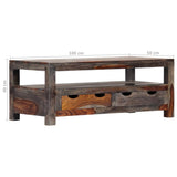 Tavolino da Caff? Grigio 100x50x40cm in Legno Massello Sheesham