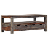 Tavolino da Caff? Grigio 100x50x40cm in Legno Massello Sheesham