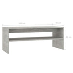 Tavolino da Caff? Grigio Calcestruzzo 100x40x40 cm Truciolato