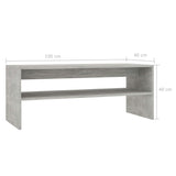 Tavolino da Caff? Grigio Calcestruzzo 100x40x40 cm Truciolato