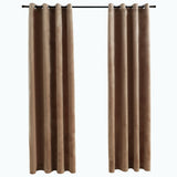 Tende Oscuranti con Anelli 2 pz Beige in Velluto 140x225 cm