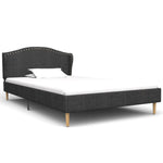 Letto con Materasso Grigio Scuro in Tessuto 90x200 cm
