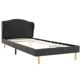 Letto con Materasso Grigio Scuro in Tessuto 90x200 cm