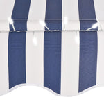 Tenda da Sole Retrattile Manuale con LED 150 cm Blu e Bianca