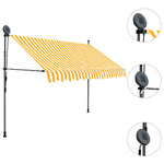 Tenda da Sole Retrattile Manuale LED 300 cm Bianca e Arancione