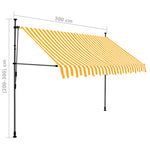 Tenda da Sole Retrattile Manuale LED 300 cm Bianca e Arancione
