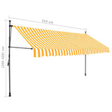 Tenda da Sole Retrattile Manuale LED 350 cm Bianca e Arancione