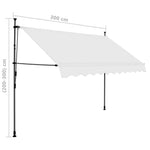Tenda da Sole Retrattile Manuale con LED 300 cm Crema