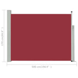 Tenda Laterale Retrattile per Patio 170x500 cm Rossa