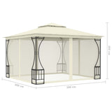 Gazebo con Tende 300x300x265 cm Crema