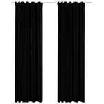 Tende Oscuranti con Ganci Effetto Lino 2 pz Nere 140x225 cm