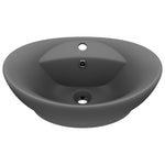Lavabo Troppopieno Ovale Grigio Scuro Opaco 58,5x39cm Ceramica