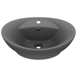 Lavabo Troppopieno Ovale Grigio Scuro Opaco 58,5x39cm Ceramica