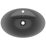 Lavabo Troppopieno Ovale Grigio Scuro Opaco 58,5x39cm Ceramica