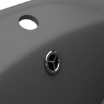 Lavabo Troppopieno Ovale Grigio Scuro Opaco 58,5x39cm Ceramica