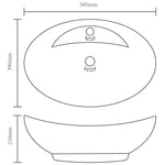 Lavabo Troppopieno Ovale Grigio Scuro Opaco 58,5x39cm Ceramica