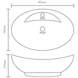 Lavabo Troppopieno Ovale Grigio Scuro Opaco 58,5x39cm Ceramica