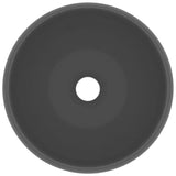 Lavandino Lusso Rotondo Grigio Scuro Opaco 40x15 cm in Ceramica