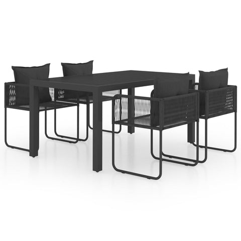 Set da Pranzo da Giardino 5 pz in Rattan PVC Nero