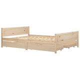Giroletto con 4 Cassetti in Legno Massello di Pino 140x200 cm