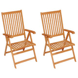 Sedie Giardino 2 pz con Cuscino Grigio a Quadri Teak Massello