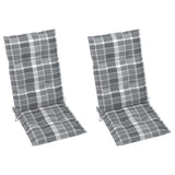 Sedie Giardino 2 pz con Cuscino Grigio a Quadri Teak Massello