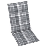 Sedie Giardino 2 pz con Cuscino Grigio a Quadri Teak Massello
